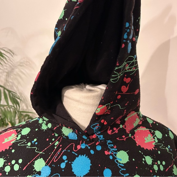 Switch Retro 90s Splatter Neon Paint Hoodie Sweatshirt Junior 12-14 W Small - Picture 4 of 8